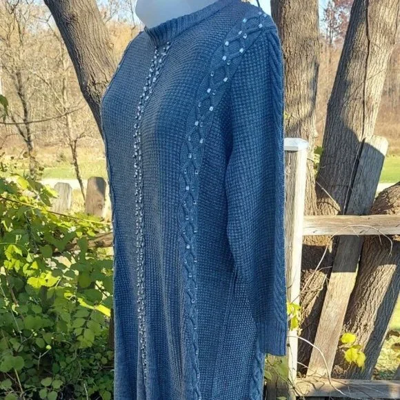Roaman's Long Knit Midi Sweater Dress - Plus Size 2X (26/28) - Embellished - Picture 6 of 9